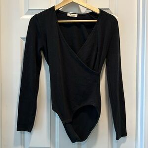Madewell Wrap Black Bodysuit Small
